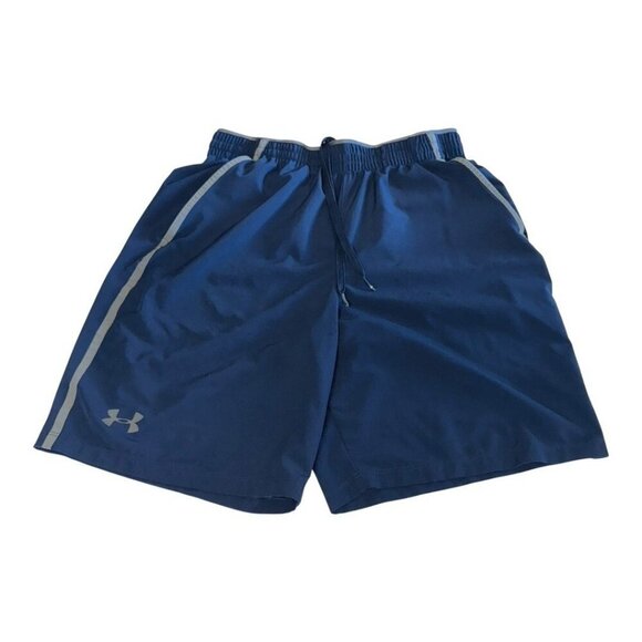 Under Armour Mens Heatgear DriFit Loose Fit Short~Size M~Blue/Grey Athletic Gear - Picture 1 of 6